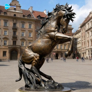 Statua di Cavallo Rampante in Bronzo a Grandezza Naturale Personalizzata per Decorazione Giardino Moderno con Colore Personalizzabile - Product Image 1