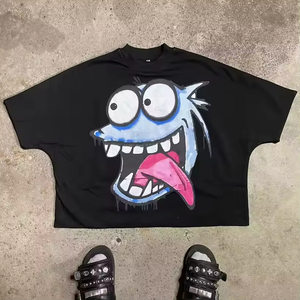 T-shirts courts Boxy 100% coton pour hommes de luxe T-shirt graphique imprimé Y2K haute qualité surdimensionné Fit Streetwear impression numérique - Product Image 1