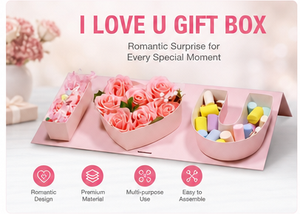 Custom <b>Pink</b> I Love You Letter Shaped <b>Gift</b> Box with Rigid Cardboard Valentine's Day Packaging Mystery Blind Box for Jewelry - Product Image 4
