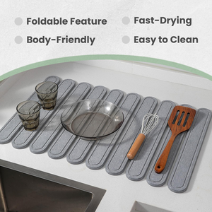 Tapis de bain pliable en pierre de diatomite, tapis absorbant en terre de diatomée pour salle de bain, cuisine, douche, antidérapant pour sol - Product Image 6