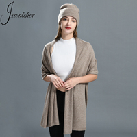 Jxwatcher Ensemble bonnet et écharpe réversible à double couche Long châle Hiver Ensemble écharpe et chapeau en cachemire tricoté pour femmes
