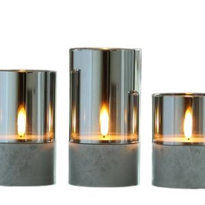 Cheminée de <span class=keywords><strong>bougie</strong></span> photophore à tube en verre borosilicaté gris plaqué électronique de haute qualité - Product Image 1