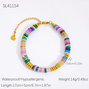 Niche Design Natural Stone <b>Colored</b> <b>Beaded</b> Bracelet Freshwater Pearl Stainless Steel Plated Gold Bracelet - Product Image 5