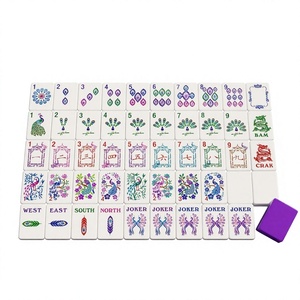 Nuevo juego completo de mahjong americano de acrílico con temática de pavo real morado, fotos reales, en stock, envío rápido. - Product Image 4