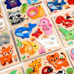 Puzzle 3D en bois Montessori pour l'éducation précoce des bébés et des enfants, dinosaures, véhicules, animaux, 0-2 ans, <span class=keywords><strong>jouet</strong></span> éducatif <50 - Product Image 4