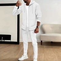 Ensemble de survêtement coupe-vent 2 pièces pour homme : sweat à capuche demi-zip et pantalon cargo multipoches avec logo – Idéal pour le sport et les loisirs