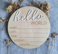 DAMAI En gros Plaque circulaire jetable en bois 3D pour étapes importantes de bébé, Décoration de fête de révélation du sexe, Fiches décoratives