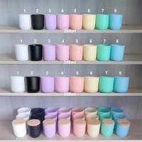 Pot à bougie en verre de 250 ml (8 oz) à fond rond, finition aspect céramique, avec pot à bougie en verre mat rose, blanc ou noir