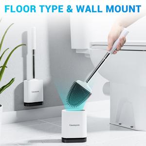 Cepillo de inodoro ventilado para limpieza del baño con mango de acero inoxidable y soporte de silicona para cepillo de inodoro - Product Image 3