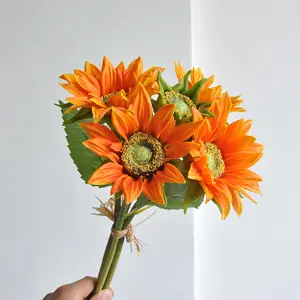 2024 도매 여름 해바라기 낱단 가짜 꽃 장식 Girassol 인공 수제 꽃 꽃다발