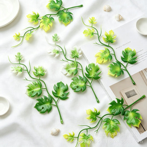 Simulated Monstera <b>Leaves</b> And Branches Diy Wreath Materials <b>Wall</b> Hanging Green Plant <b>Decoration</b> Base - Product Image 4