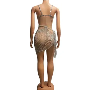 2025 Năm Mới Phụ Nữ Hiệu Suất Nữ Hoàng Ăn Mặc Fringe Khoan Rhinestone Vegas Showgirl Bóng Gown Pha Lê Đảng Samba Sexy Sequined - Product Image 3