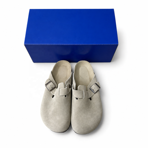 Zoccoli in Pelle Scamosciata con Punta Chiusa e Suola in Sughero, Fodera Traspirante per Infermieri, Donne e Uomini, Casual - Product Image 1