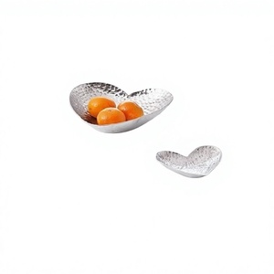 <b>Heart</b> <b>Shape</b> Decorative <b>Bowls</b> Aluminium Hammered Two Different Sizes Fruits Salad <b>Bowls</b> At Acceptable Price - Product Image 1