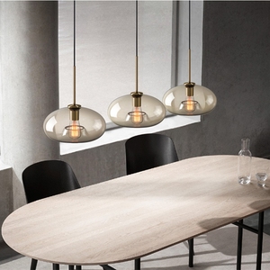 Lampade a Sospensione LED Nordiche Moderne Minimaliste E27 in Vetro Rotondo Color Cognac - Product Image 4