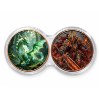 Lot de 2 pièces de monnaie en cuivre pur 999 de 1 oz, capsule Infinity, Combo Dragon de Combat Armure, édition de collection 3D colorée en relief, style dessin animé