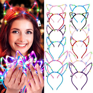 Sprankelende Starlight Kitten Oor Led Hoofdband Festival Feest Kleurrijke Kattenvormige Hoofdband Gemaakt Van Plastic - Product Image 6