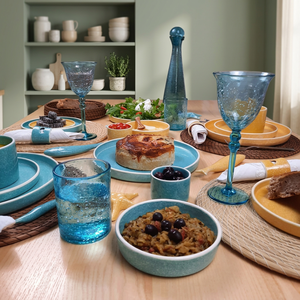 Petite assiette à soupe en céramique turquoise, diamètre 14 cm, collection Rafraf, hauteur 3 cm - Product Image 3