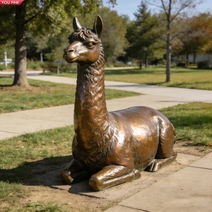 YOUFINE Escultura <span class=keywords><strong>de</strong></span> Llama Grande <span class=keywords><strong>de</strong></span> Bronce, Arte Realista <span class=keywords><strong>de</strong></span> Vida Silvestre para Jardín o <span class=keywords><strong>Parque</strong></span> Público - Product Image 1
