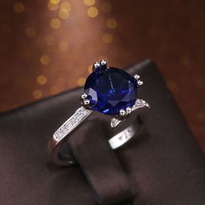 Anello F187 con Zaffiro Taglio Ovale in Argento 925 con Incastonatura a Pavé, Anello di Fidanzamento con Gemma per Donna - Product Image 3