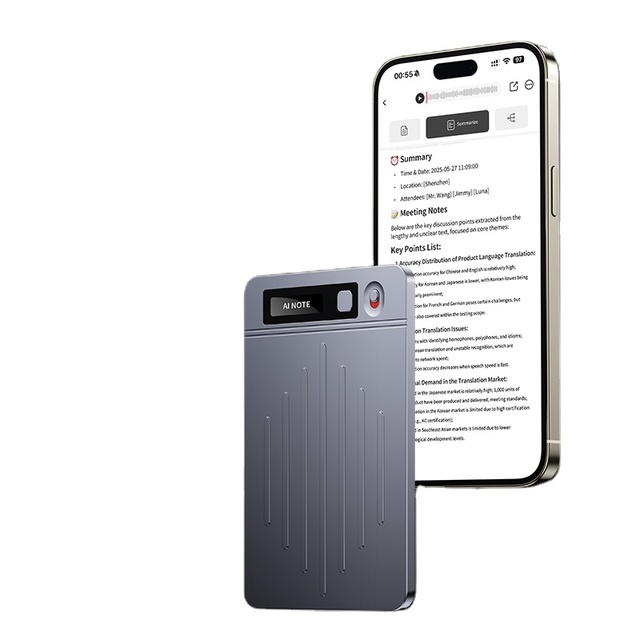Portable Metal AI Voice Recorder 64GB 400mAh Battery Multi-System (iOS/Android/HarmonyOS) Unlimited Transcription Multi Language