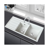 Vente en gros d'éviers multifonctionnels en granit évier de cuisine en pierre de quartz composite à double cuvette