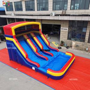 Toboggan gonflable commercial en PVC double voie de haute qualité avec impression de logo et <span class=keywords><strong>piscine</strong></span> intégrée pour la <span class=keywords><strong>location</strong></span> – Prix de gros Chine - Product Image 3