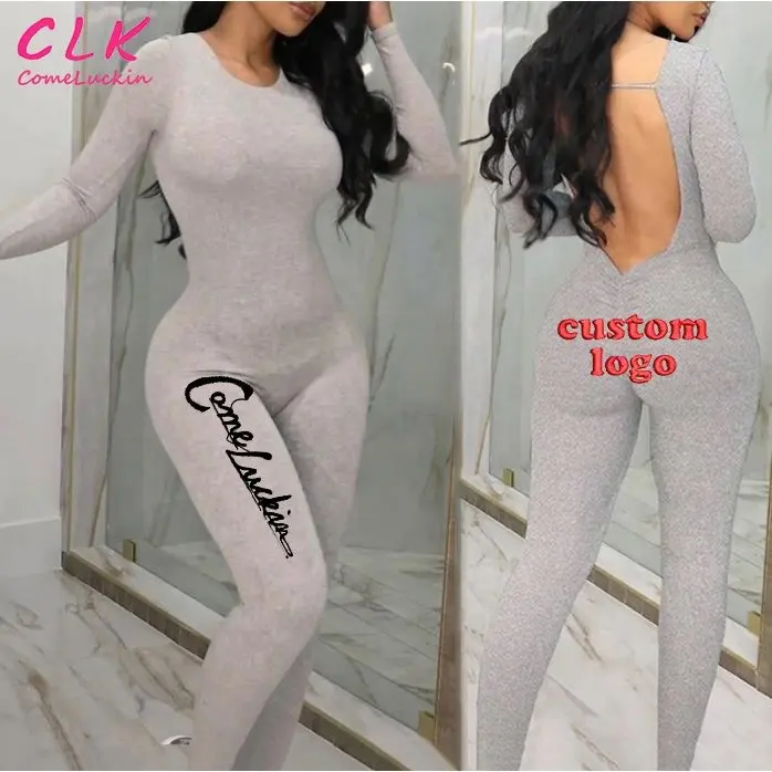 Solide Farbe Vollärmliger Yoga Fitness Freizeit-Jumpsuit Individueller Winter Einteiliger Nacken skinny Sportstrampler schwarze Stretch-Jumpsuits