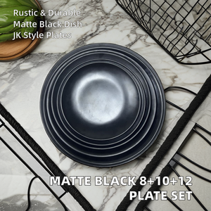 Platos de plástico redondos de melamina irrompibles de 8 10 12 pulgadas de color negro mate estilo restaurante coreano japonés para <span class=keywords><strong>comida</strong></span> para fiestas - Product Image 6