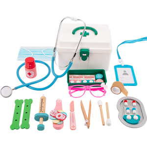 Kit de Docteur <span class=keywords><strong>en</strong></span> Bois pour Enfants, Jouet de Simulation Médicale, Kit de Développement Médical - Product Image 5