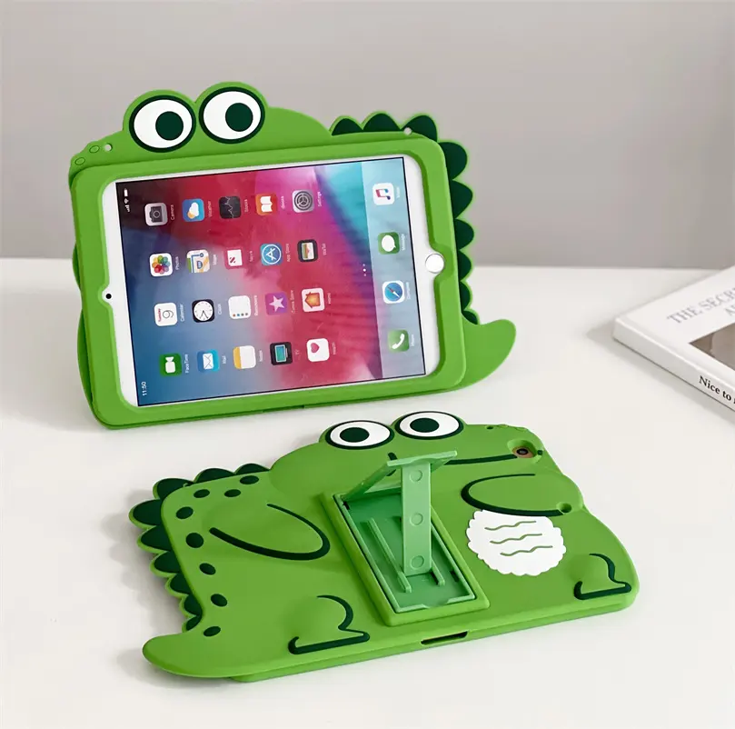 Funda de silicona con dibujos animados de dinosaurio de ojos grandes para niños, funda para tableta a prueba de golpes para Apple iPad Air 3 Air 2019 pro10.5