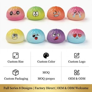 Juguete Antiestrés de TPR Suave y Colorido con Diseño de Bollo, Personalizable con Logotipo, Bajo MOQ, Hecho en China, Ideal para Regalo de Escritorio, Viral en <span class=keywords><strong>TikTok</strong></span> - Product Image 1