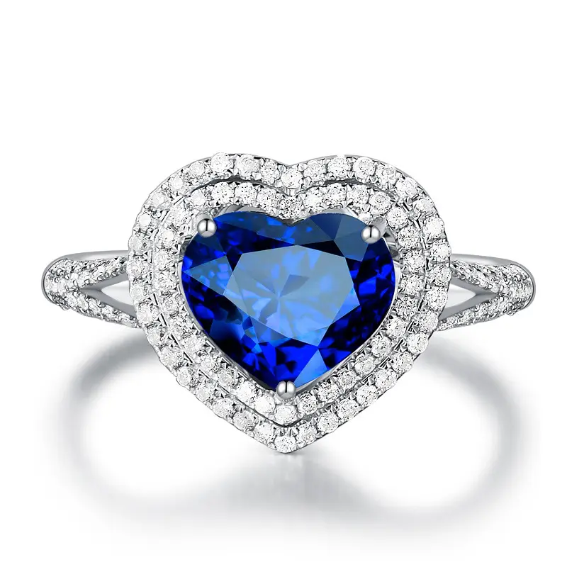 Новейший дизайн кольцо с танзанитом Синим Сапфиром И сердцем ювелирные изделия