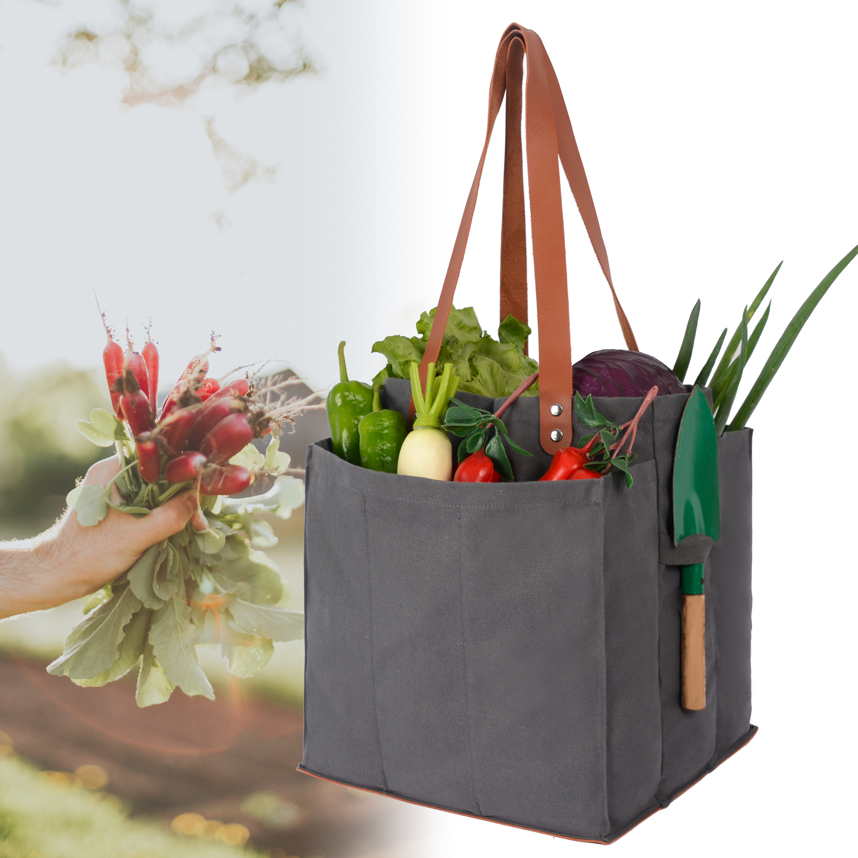 Reusable Foldable Canvas Vegetables Fruits Grocery Organizer