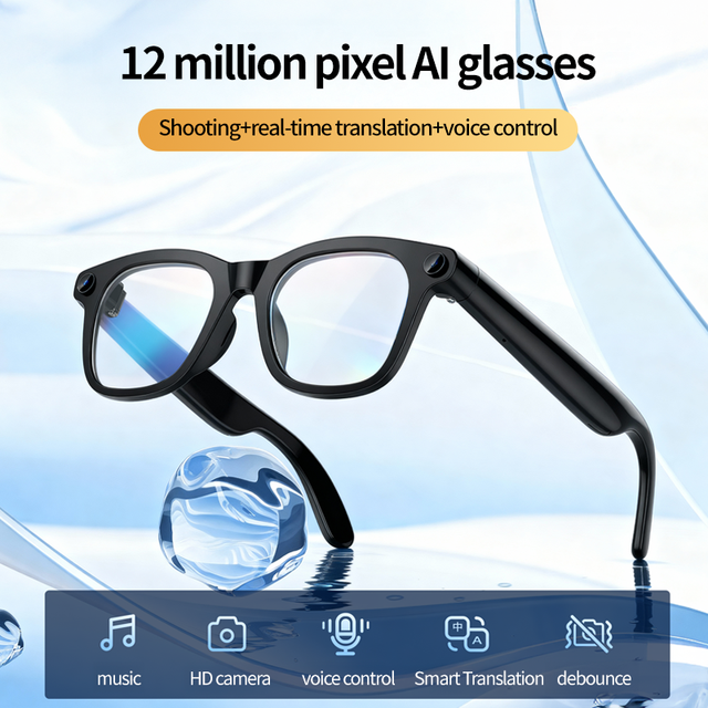 HY16 Smart AR Glasses 12MP Dual Camera AI Assistant Real-time Translation Voice Control 1080P Recording  Live Streaming Vlogging