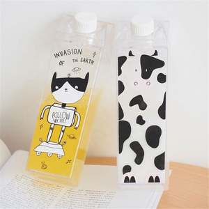 Bouteille d'eau en carton de lait transparente avec logo personnalisé pas cher, bouteille d'eau à large ouverture, gobelet d'eau portable, bouteille d'eau de sport de plein air, bouteille de jus - Product Image 3