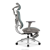 Chaise de bureau de direction au design moderne Grands Furniture, entièrement en maille, repose-pieds réglable, pivotante, ergonomique, pieds en aluminium