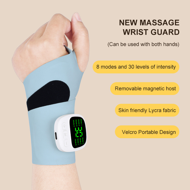 Hot Selling Hand Strap Vibrating Massager 8 Mode 30 Speed Muscle Relaxation Circulation Pain Relief Electric Wristband