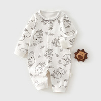 Combinaison-pyjama unisexe pour nourrissons et tout-petits en pur coton, motif dessin animé, fermeture à boutons, nouveau-né 0-12 mois, longue