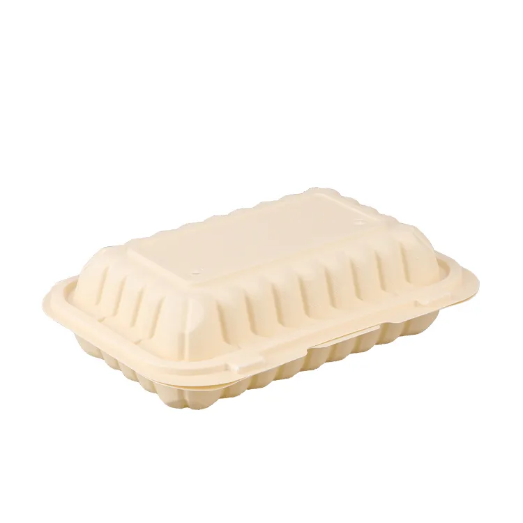 Saizhuo Eco Friendly Biodegradable Takeaway Box Packaging Corn Starch Clamshell Box Hinged Food Container Cornstarch Box