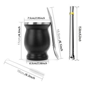 Tasse à café isotherme double paroi en acier inoxydable de 8 oz et ensemble de bombillas pour maté - Product Image 2