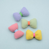 Mini nœuds rembourrés en tissu gaufré couleur bonbon, appliques en tissu doux pour pinces à cheveux et loisirs créatifs de confection de vêtements