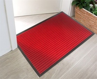 Tapis de porte d'entrée classique, barres doubles côtelées avec support en PVC, 1 pièce