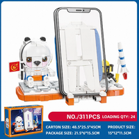 Ensemble de blocs de construction Space Panda avec support de téléphone, 311 pièces, jouet de construction STEM, briques éducatives DIY, kit de modèle de bureau pour enfants