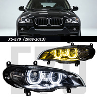 Ensemble de phares Angel Eye bicolores DLW pour BMW X5 E70 2007-2013, phares LED DRL modifiés