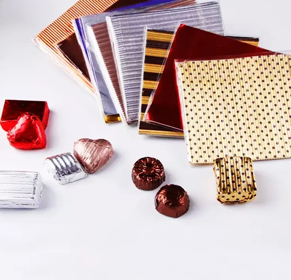Foil aluminium pembungkus cokelat bergelombang timbul dan cetak untuk kemasan cokelat