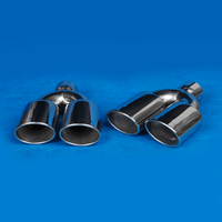 Punta de Escape Doble Ovalada de 81 mm, Forma de Y, Borde Enrollado, Cromado Pulido, Acero Inoxidable, Punta de Silenciador Doble, Tubo de Escape para Automóvil, Tuning