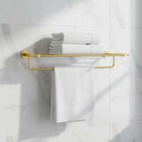Ensemble d'accessoires de salle de bain contemporains en laiton brossé doré, suite d'articles sanitaires modernes pour projets hôteliers