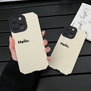 Funda de Teléfono de Cuero Suave con Diseño Simple de Letra Hello para <span class=keywords><strong>iPhone</strong></span> 14 12 13 11 Pro MAX XR X XS <span class=keywords><strong>7</strong></span> 8 Plus SE, Funda Protectora de Silicona Blanca a Prueba de Golpes - Product Image 5