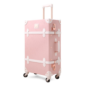 Hot Bán Sang Trọng Cổ Điển Du Lịch Xe Đẩy Hộp Phong Cách Retro Tsa Khóa Vali Spinner Bánh Xe Với <span class=keywords><strong>PU</strong></span> Da Mới Cổ Điển Bộ Hành Lý - Product Image 2